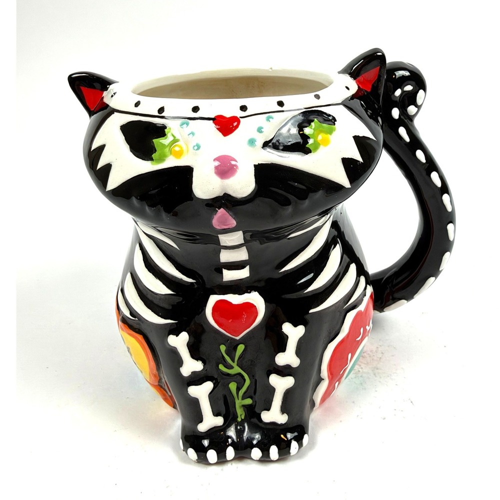 Spectrum Designz Day of the Dead Cat Skeleton Mug – Sugar Skull – Ceramic